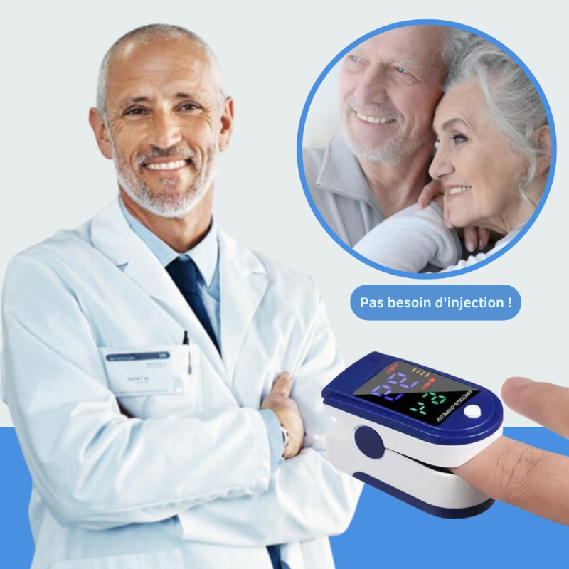 GlucoPulse® Oxymètre de pouls | Gérez votre diabète 24h/24 sans piqûre !